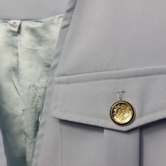 Sky blue v-neck pocket blazer suit jacket for women sz M - Picture 6 of 16